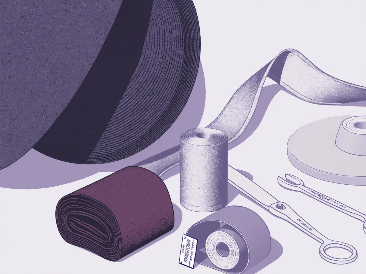 Ilustrovaný detail materiálu a zpracování v designové studii